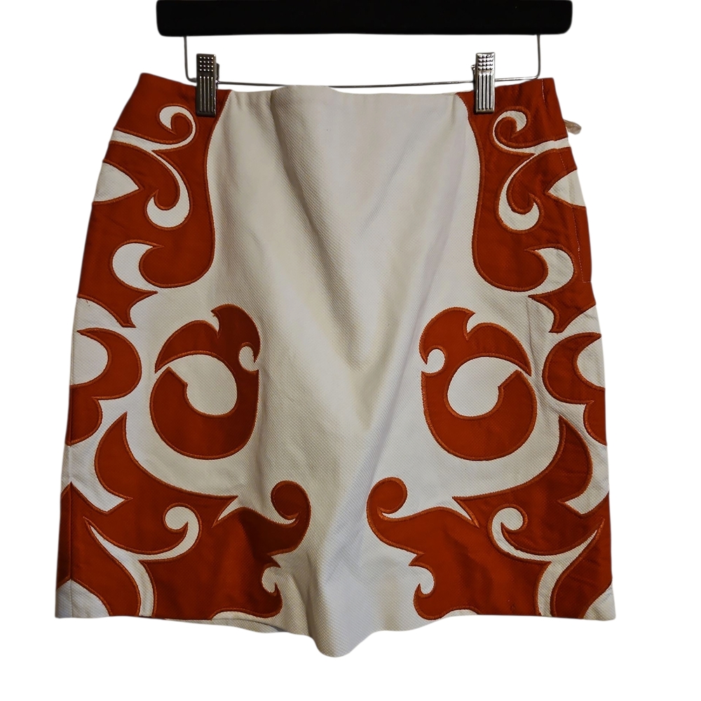 Vanessa Virginia Elegant White and Orange Women's Skirt